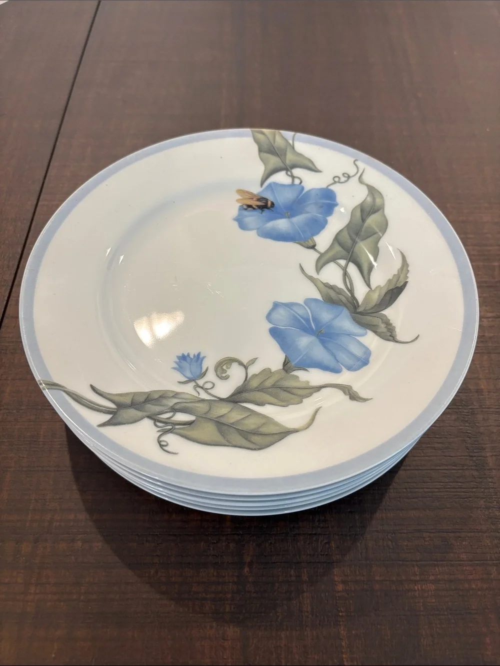 Williams Sonoma Summer Studies Salad Plates Set of 6 Morning Glory Botanical Mad